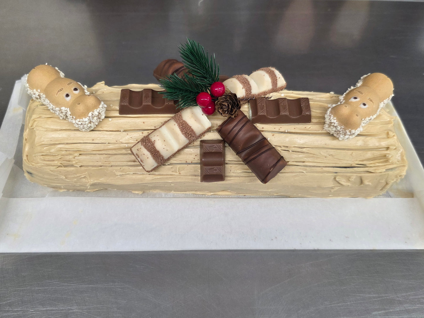 Kinder Bueno Christmas Brownie Yule Log
